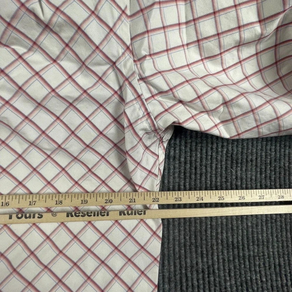 Banana Republic Shirt Mens L 16 White‎ Button Cotton Plaid Wedding French Cuffs